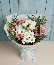 Букет цветов из:  Розы, Лизиантусы и Хризантемы в Абраме-Тюбе