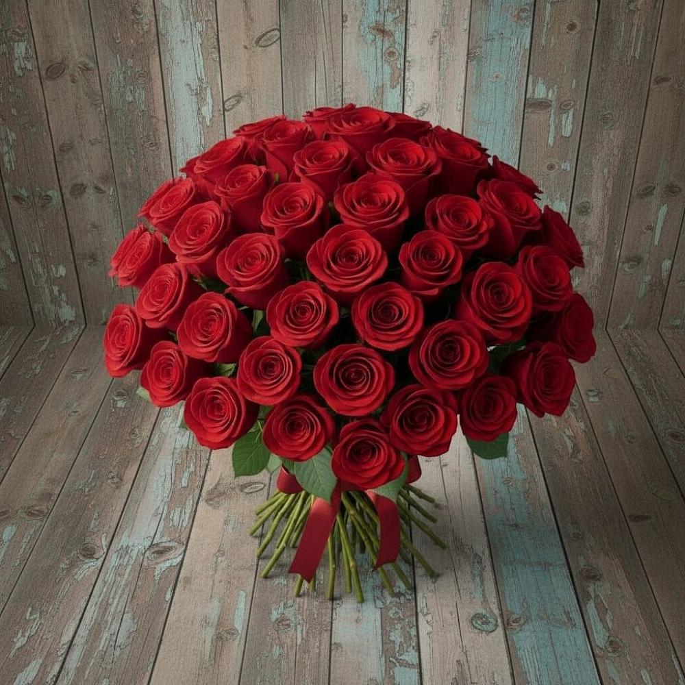 Букет 55 Красных роз Фридом в Абраме-Тюбе