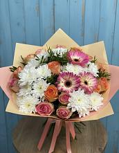 Букет цветов из:  Розы, Герберы и Хризантемы в Абраме-Тюбе
