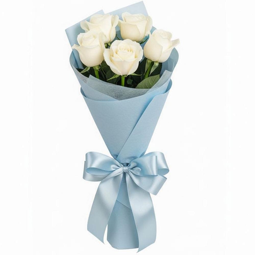 Букет 5 Белых роз Проуд в Абраме-Тюбе