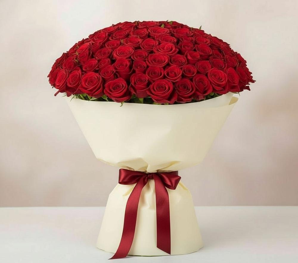 Букет 101 Красная роза Милано в Абраме-Тюбе
