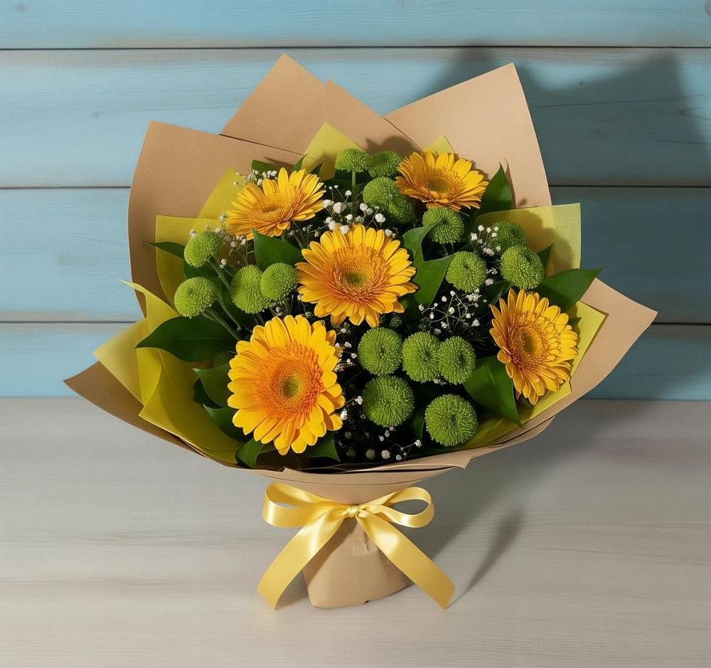 Букет цветов из: Герберы и Хризантемы в Абраме-Тюбе