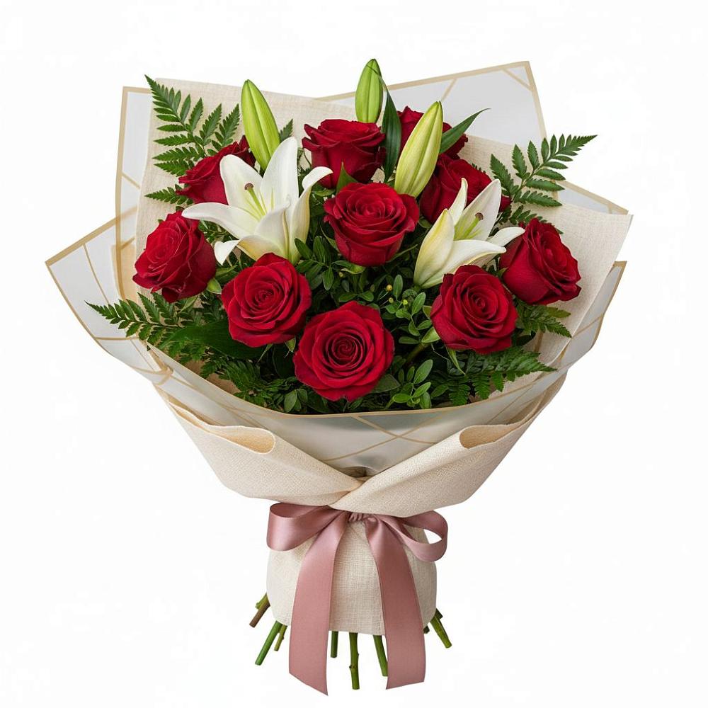 Букет цветов из: Лилии и Розы в Абраме-Тюбе