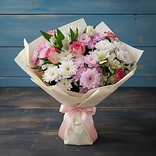 Букет цветов из:  Хризантемы, Альстромерии и Розы в Абраме-Тюбе