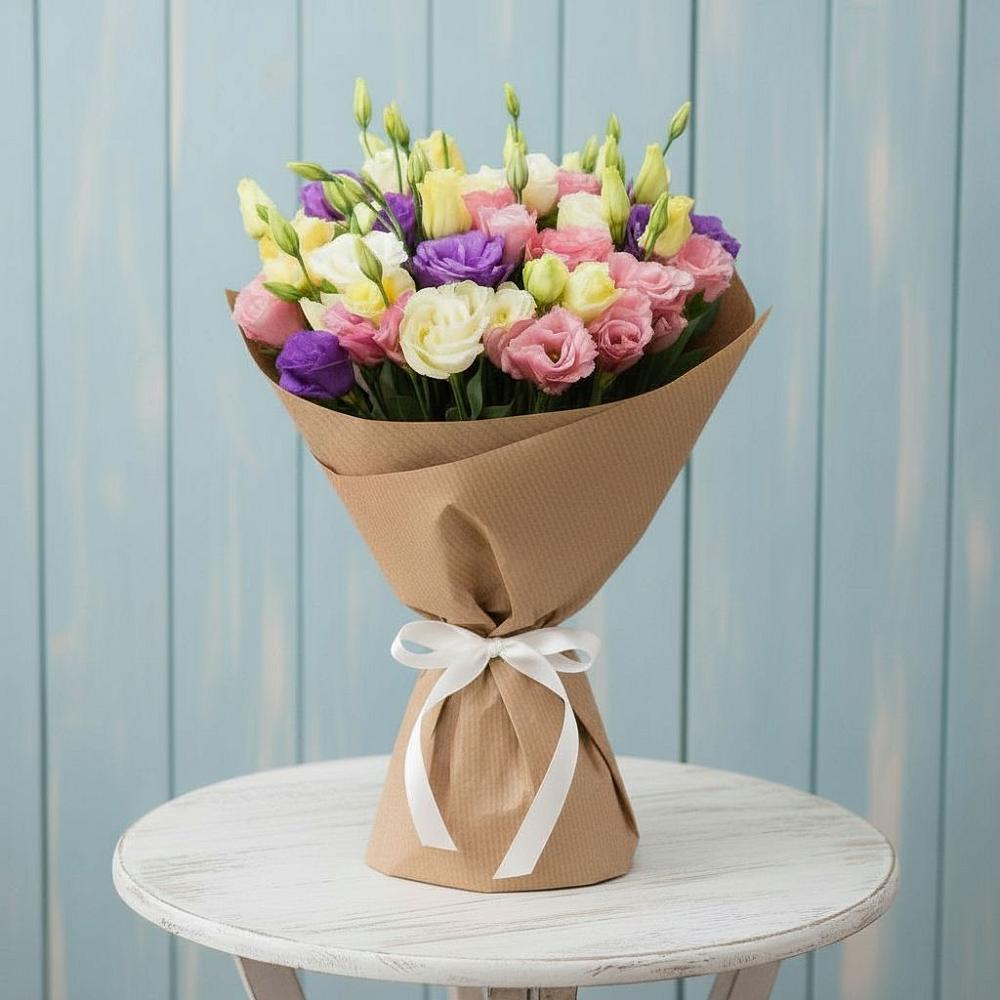 Букет цветов из: Лизиантусы в Абраме-Тюбе