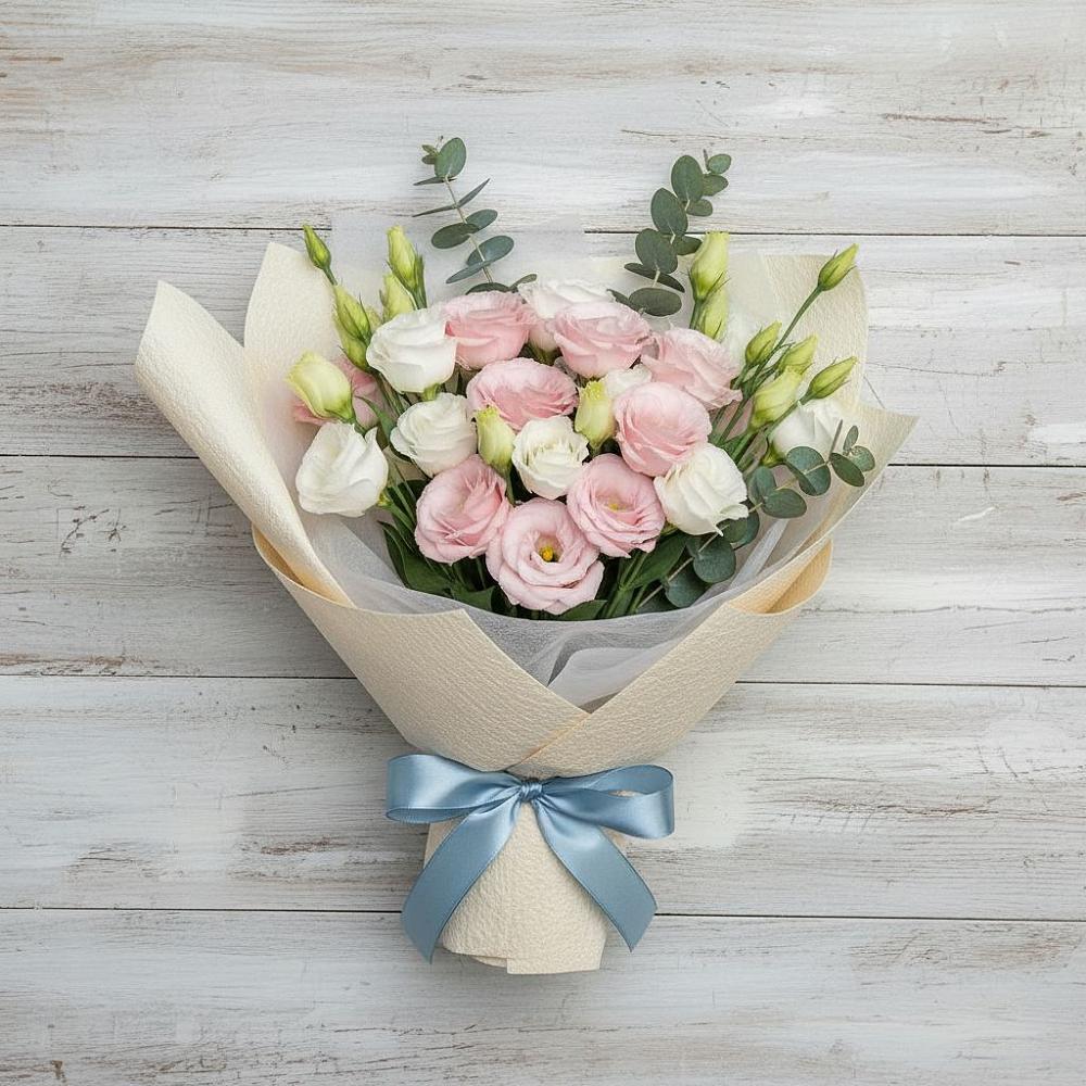 Букет цветов из: Лизиантусы в Абраме-Тюбе